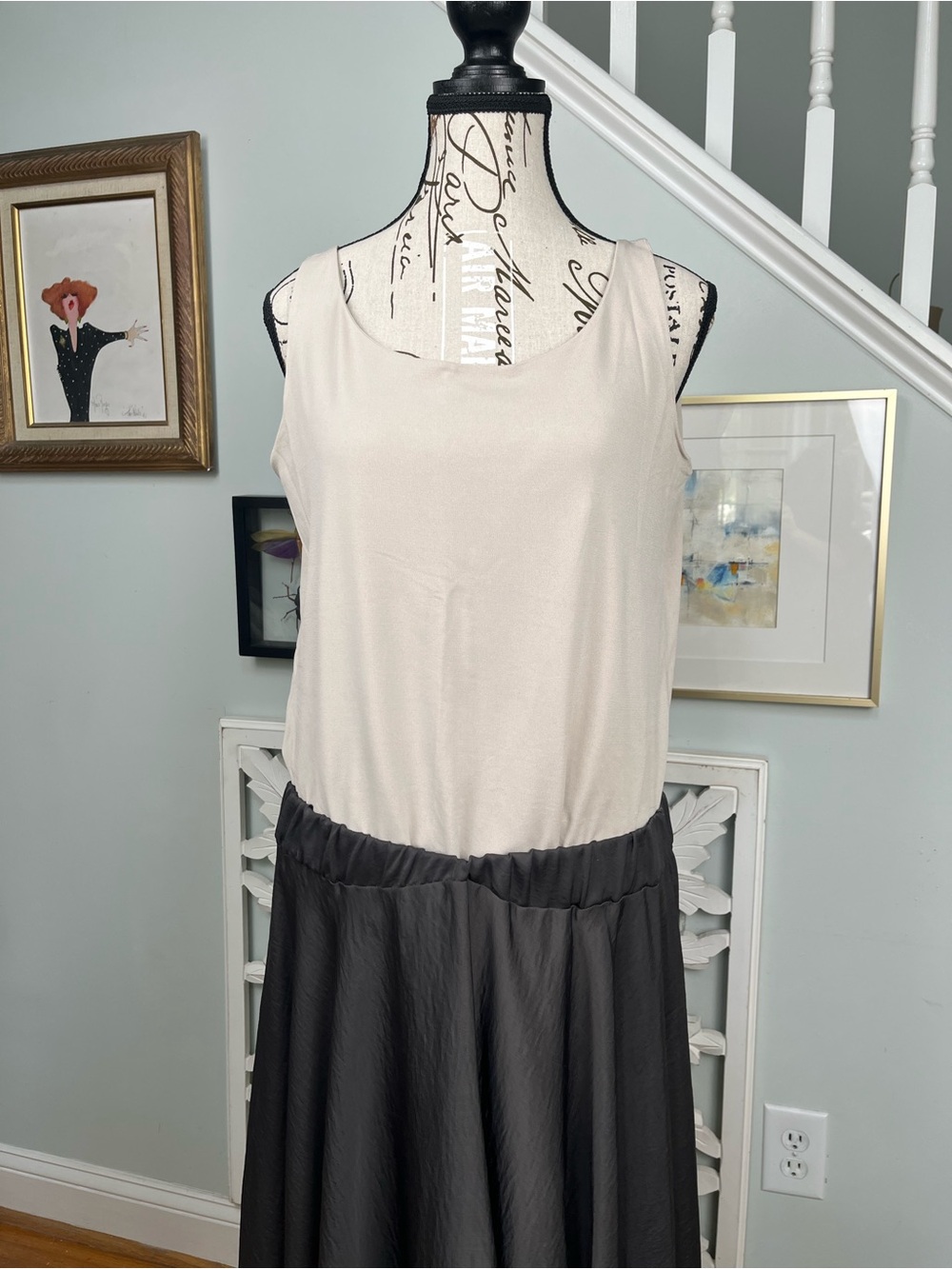 Eileen Fisher 100% Silk Lined Tank Shell M Cream Beige